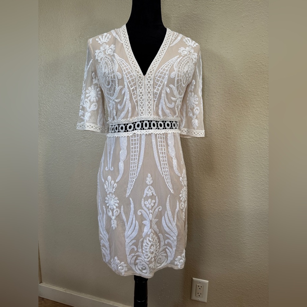 Endless Rose Beige and White Lace Dress